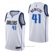 Camiseta Dallas Mavericks Dirk Nowitzki NO 41 Association Blanco