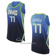 Camiseta Dallas Mavericks Luka Doncic NO 77 Ciudad Autentico Azul