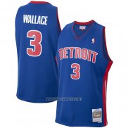 Camiseta Detroit Pistons Ben Wallace NO 3 Mitchell & Ness 2003-04 Azul