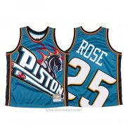 Camiseta Detroit Pistons Derrick Rose NO 25 Mitchell & Ness Big Face Azul