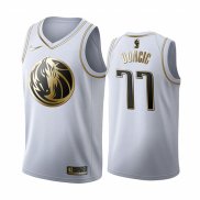 Camiseta Golden Edition Dallas Mavericks Luka Doncic NO 77 2019-20 Blanco