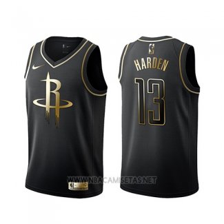 Camiseta Golden Edition Houston Rockets James Harden NO 13 Negro