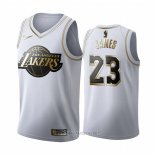 Camiseta Golden Edition Los Angeles Lakers Lebron James NO 23 Blanco