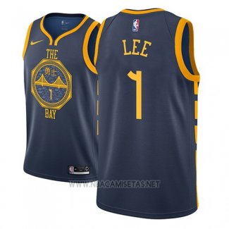 Camiseta Golden State Warriors Damion Lee NO 1 Ciudad 2018-19 Azul