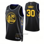 Camiseta Golden State Warriors Stephen Curry NO 30 Ciudad 2021-22 Negro