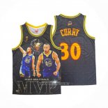 Camiseta Golden State Warriors Stephen Curry NO 30 Mitchell & Ness MVP Negro