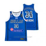 Camiseta Grecia Giannis Antetokounmpo NO 34 2019 FIBA Baketball World Cup Azul