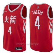 Camiseta Houston Rockets P.j. Tucker NO 4 Ciudad 2017-18 Rojo