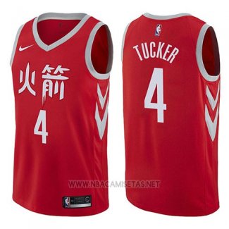 Camiseta Houston Rockets P.j. Tucker NO 4 Ciudad 2017-18 Rojo