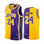 Camiseta Los Angeles Lakers Kobe Bryant NO 24 Split Amarillo Violeta