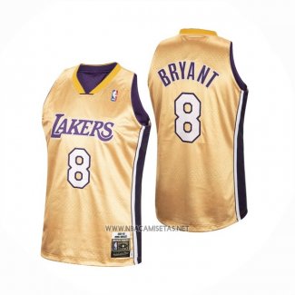 Camiseta Los Angeles Lakers Kobe Bryant NO 8 Primera Mitchell & Ness Oro