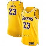 Camiseta Los Angeles Lakers LeBron James NO 23 Icon Autentico Amarillo