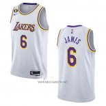 Camiseta Los Angeles Lakers LeBron James NO 6 Association 2022-23 Blanco