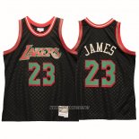 Camiseta Los Angeles Lakers Lebron James NO 23 Mitchell & Ness 2018-19 Negro