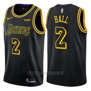 Camiseta Los Angeles Lakers Lonzo Ball NO 2 Ciudad Negro