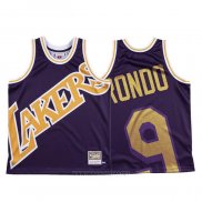 Camiseta Los Angeles Lakers Rajon Rondo NO 9 Mitchell & Ness Big Face Violeta