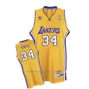 Camiseta Los Angeles Lakers Shaquille O'Neal NO 34 Retro Amarillo