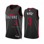 Camiseta Miami Heat Dwyane Wade NO 3 Ciudad 2023-24 Negro