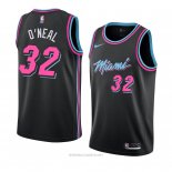 Camiseta Miami Heat Shaquille O'neal NO 32 Ciudad 2018-19 Negro