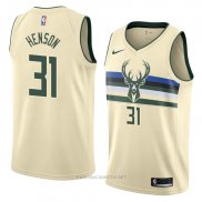Camiseta Milwaukee Bucks John Henson NO 31 Ciudad 2018 Crema