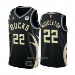 Camiseta Milwaukee Bucks Khris Middleton NO 22 Statement 2022-23 Negro