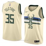 Camiseta Milwaukee Bucks Mirza Teletovic NO 35 Ciudad 2018 Crema