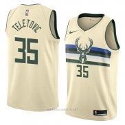 Camiseta Milwaukee Bucks Mirza Teletovic NO 35 Ciudad 2018 Crema