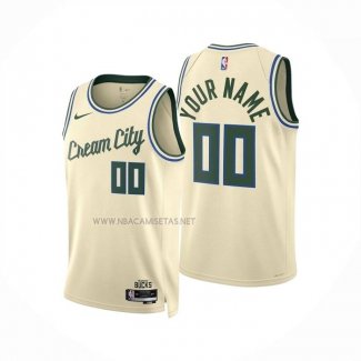 Camiseta Milwaukee Bucks Personalizada Ciudad 2025-26 Crema