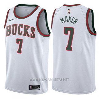 Camiseta Milwaukee Bucks Thon Maker NO 7 Return To The Mecca Classic 2017-18 Blanco