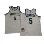 Camiseta Minnesota Timberwolves Anthony Edwards NO 5 Mitchell & Ness 2023-2024 Blanco
