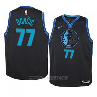 Camiseta Nino Dallas Mavericks Luka Doncic NO 77 Ciudad 2018-19 Azul