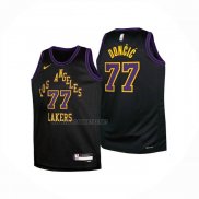 Camiseta Nino Los Angeles Lakers Luka Doncic NO 77 Ciudad 2025-26 Negro