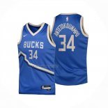 Camiseta Nino Milwaukee Bucks Giannis Antetokounmpo NO 34 Ciudad 2024-25 Azul