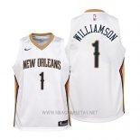 Camiseta Nino New Orleans Pelicans Zion Williamson NO 1 Association 2019 Blanco