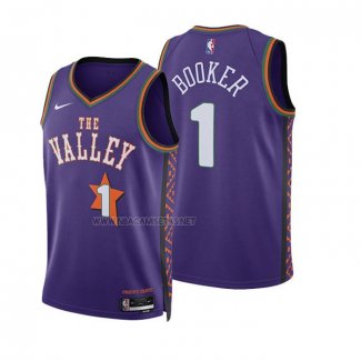 Camiseta Nino Phoenix Suns Devin Booker NO 1 Ciudad 2024-25 Violeta