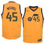 Camiseta Nino Utah Jazz Donovan Mitchell NO 45 Statement 2017-18 Amarillo