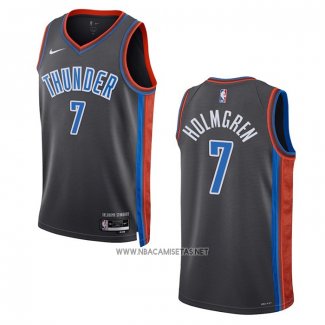 Camiseta Oklahoma City Thunder Chet Holmgren NO 7 Ciudad 2022-23 Gris