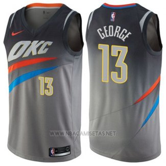 Camiseta Oklahoma City Thunder Paul George NO 13 Ciudad 2017-18 Gris