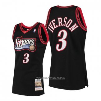 Camiseta Philadelphia 76ers Allen Iverson NO 3 Mitchell & Ness 1997-98 Negro