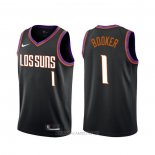 Camiseta Phoenix Suns Devin Booker NO 1 Ciudad 2019-20 Negro