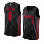 Camiseta Portland Trail Blazers Nik Stauskas NO 6 Ciudad 2018 Negro