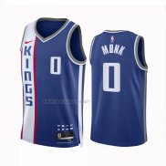 Camiseta Sacramento Kings Malik Monk NO 0 Ciudad 2023 24 Azul