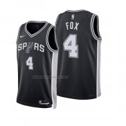 Camiseta San Antonio Spurs DeAaron Fox NO 4 Icon 2024-25 Negro