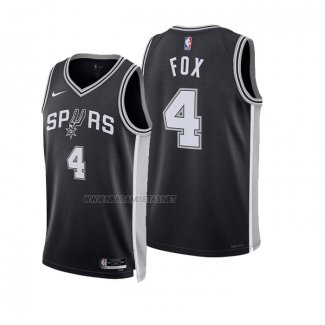 Camiseta San Antonio Spurs DeAaron Fox NO 4 Icon 2024-25 Negro