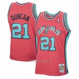 Camiseta San Antonio Spurs Tim Duncan NO 21 Mitchell & Ness 1998-99 Rosa