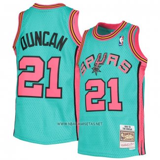 Camiseta San Antonio Spurs Tim Duncan NO 21 Mitchell & Ness 1998-99 Verde