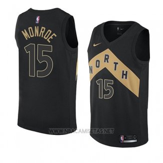 Camiseta Toronto Raptors Greg Monroe NO 15 Ciudad 2018 Negro