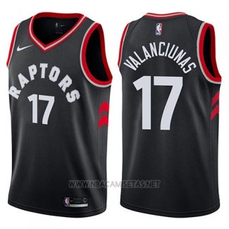 Camiseta Toronto Raptors Jonas Valanciunas NO 17 Statement 2017-18 Negro