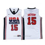 Camiseta USA 1992 Carmelo Anthony NO 15 Blanco