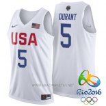 Camiseta USA 2016 Kevin Durant NO 5 Blanco